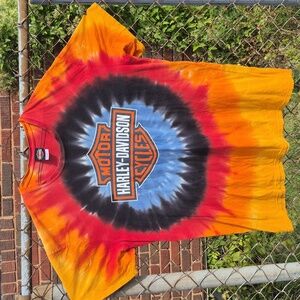 Harley-Davidson Sunburst Tye-dye Hall's Harley-Davidson ILL T Shirt Size XXL